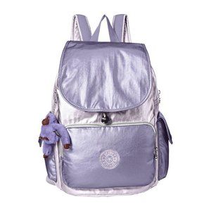 Kipling Metallic Glittery Purple City Back Pack Shimmer